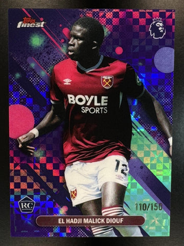 2025 Topps Finest Premier League El Hadji Malick Diouf #95 Common Purple /150 RC West Ham United