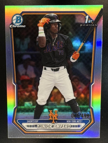 2026 Bowman Chrome Yunior Amparo #BCP-232 Refractor /499 1st Prospect Mets