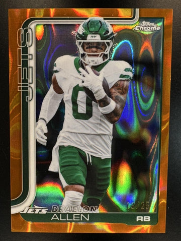 2025 Topps Chrome Braelon Allen #240 Orange Lava Refractor 13/25 Jets