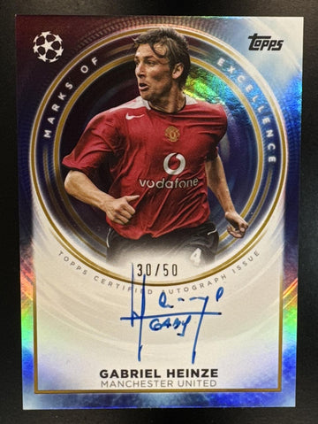 2025 Topps Inception UEFA UCC Gabriel Heinze #ME-HE1 Mark Of Excellence Auto Gold /50 Manchester United