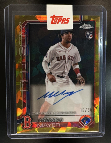 2025 Topps Chrome Update Sapphire Marcelo Mayer #USA-MM Auto Orange Refractor /25 Red Sox
