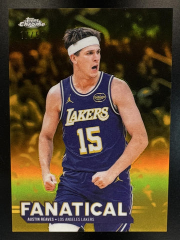 2025 Topps Chrome Update Austin Reaves #FAN-10 Fanatical Gold Refractor /50 Lakers