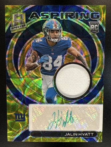 2023 Panini Spectra Jalin Hyatt #APA-JHY Aspiring Patch Auto Neon Green /35 Giants