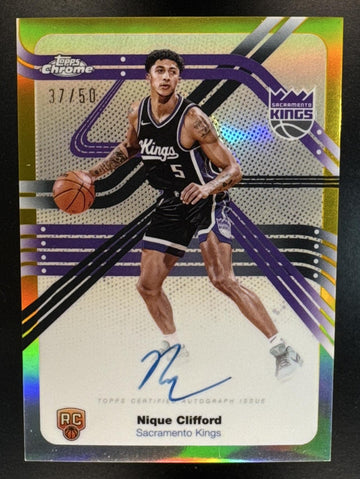 2025 Topps Chrome Nique Clifford #NS-NC Next Stop Signature Gold Refractor /50 Kings