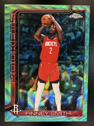 2025 Topps Chrome Update Dorian Finney-Smith #129 Aqua Wave Refractor /199 Rockets
