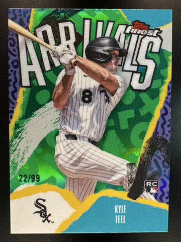 2026 Topps Finest Kyle Teel #A-9 Arrivals Green Refractor 22/99 RC White Sox