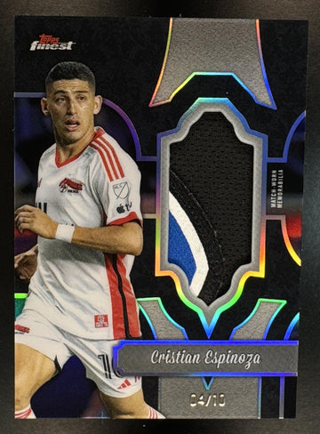2024 Topps Finest MLS Cristian Espinoza #FF-CE Fabrics Relics Black Refractor /10 Earthquakes