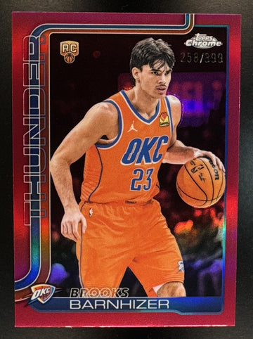 2025 Topps Chrome Update Brooks Barnhizer #195 Magenta Refractor /399 RC Thunder