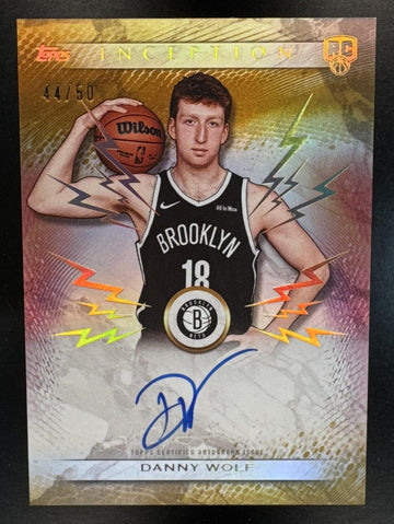 2025 Topps Inception Danny Wolf #RA-DW Rookie Auto Gold Electricity /50 RC Nets