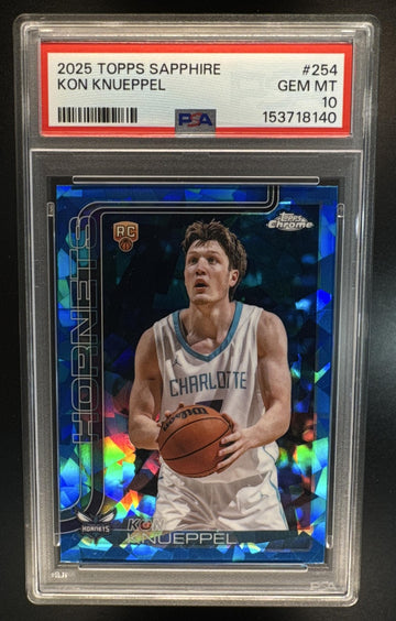 2025-26 Topps Chrome Sapphire Kon Knueppel #254 RC Hornets PSA 10