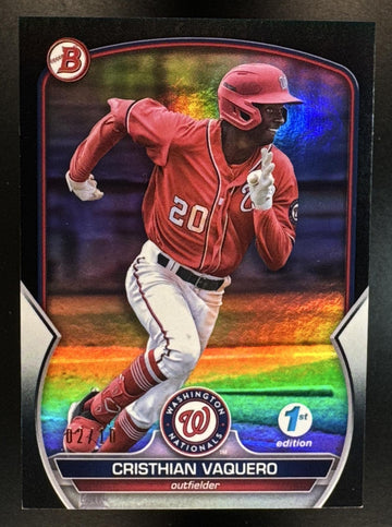 2023 Bowman 1st Edition Cristhian Vaquero #BPPF-54 Black Foil 2/10 Nationals