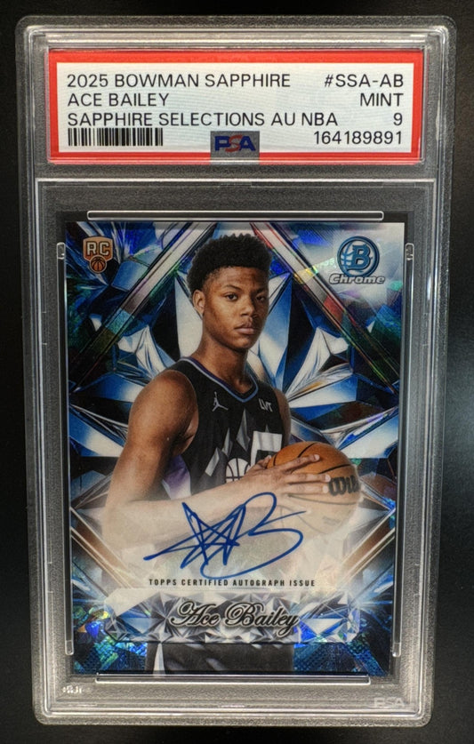 2025 Bowman Sapphire Ace Bailey #SSA-AB Selections Auto RC Jazz PSA 9