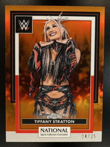 2026 Topps NSCC Collection Tiffany Stratton #WWE-10 WWE Orange Refractor 24/25