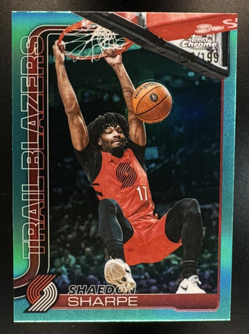 2025 Topps Chrome Update Shaedon Sharpe #106 Aqua Refractor /199 Trail Blazers