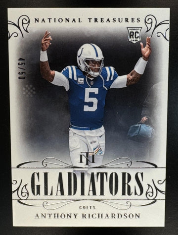 2023 Panini National Treasures Anthony Richardson #GLA-AR Gladiators /50 RC Colts