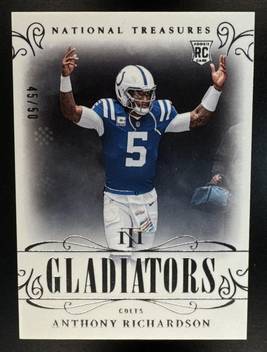 2023 Panini National Treasures Anthony Richardson #GLA-AR Gladiators /50 RC Colts