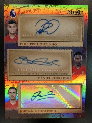 2026 Topps Merlin Premier League Coutinho Henderson Sturridge #ST-PSH Triple Auto