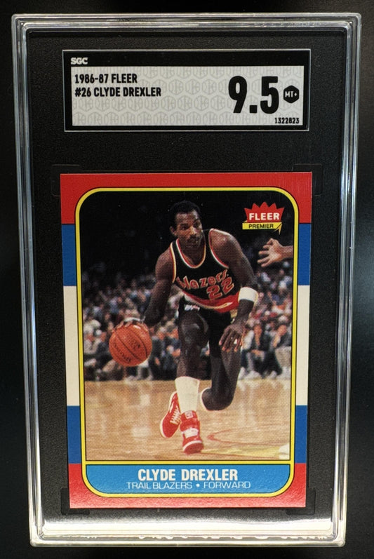 1986-87 Fleer Clyde Drexler #26 RC Trail Blazers SGC 9.5