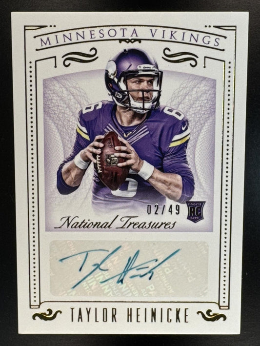 2015 Panini National Treasures Taylor Heinicke #191 Rookie Signatures Gold /49 Vikings