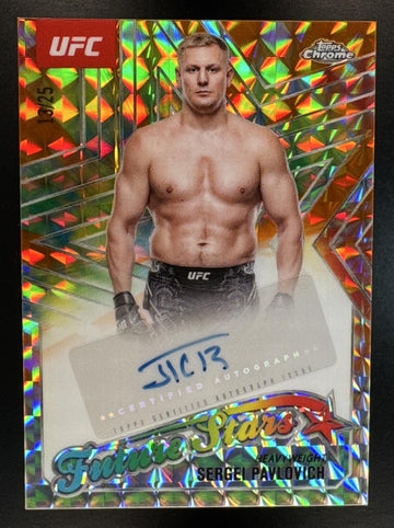 2025 Topps UFC Chrome Sergei Pavlovich #FSA-SP Future Stars Orange Geometric /25 Autograph