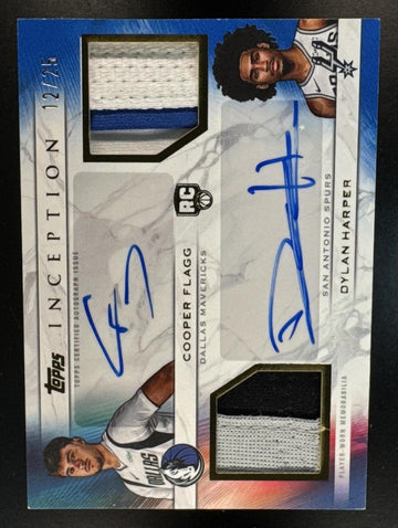 2025 Topps Inception Cooper Flagg Dylan Harper #DR-CD Dual Rookie Relic Auto /25 Mavericks Spurs