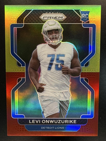 2021 Panini Prizm Levi Onwuzurike #423 Red & Yellow 6/8 RC Lions