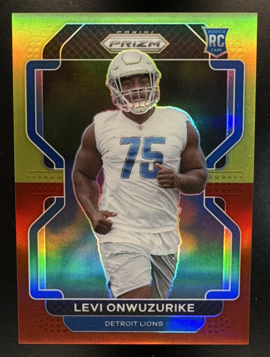 2021 Panini Prizm Levi Onwuzurike #423 Red & Yellow 6/8 RC Lions