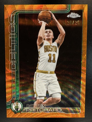 2025 Topps Chrome Update Payton Pritchard #121 Orange Wave Refractor /25 Celtics