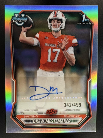2026 Bowman Drew Mestemaker #BCPA-DM Chrome Auto Refractor /499 1st Prospect Oklahoma