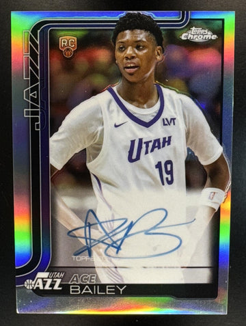 2025-26 Topps Chrome Ace Bailey #TCAR-AB Rookie Auto Refractor RC Jazz