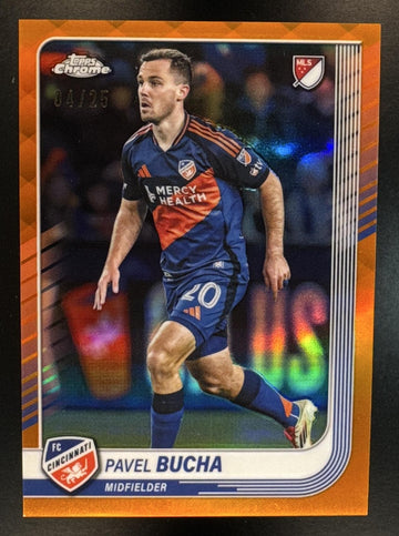 2025 Topps Chrome MLS Pavel Bucha #21 Orange Refractor 4/25 Cincinnati