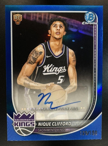 2025 Bowman Nique Clifford #BCA-NC Chrome Auto Blue Refractor /150 RC Kings