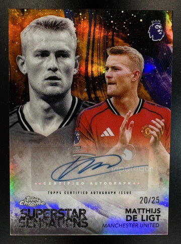 2026 Topps Chrome Premier League Matthijs De Ligt #SUP-MD Auto Orange Refractor /25 Manchester United