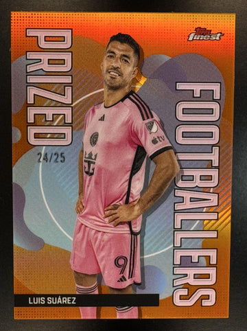 2024 Topps Finest MLS Luis Suarez #PF-4 Prized Footballers Orange Refractor /25 Inter Miami