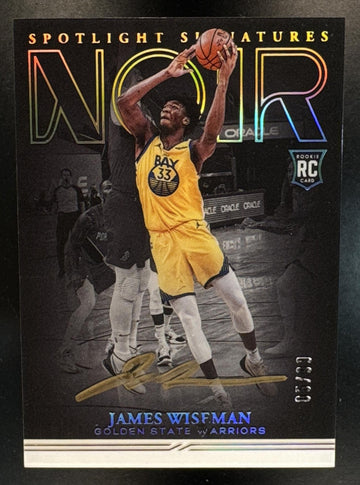 2020 Panini Noir James Wiseman #SSV-JWM Spotlight Signatures Vertical /99 Warriors