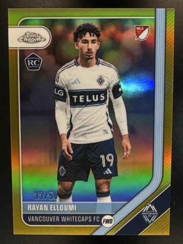 2026 Topps Chrome MLS Rayan Elloumi #53 Gold Refractor 33/50 RC Whitecaps