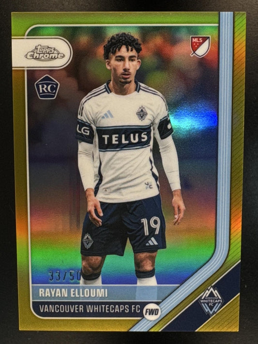 2026 Topps Chrome MLS Rayan Elloumi #53 Gold Refractor 33/50 RC Whitecaps