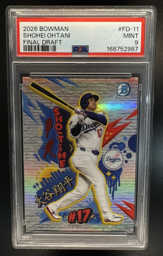 2026 Bowman Shohei Ohtani #FD-11 Final Draft Chrome SSP Dodgers PSA 9