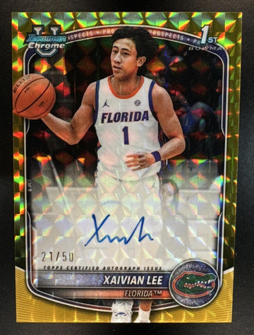 2025 Bowman Xaivian Lee #CPA-XL Chrome Auto Gold Geometric Refractor /50 Florida
