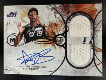 2025-26 Topps Motif Ace Bailey #RDRA-AB Rookie Dual Relic Auto 9/75 MEM RC Jazz