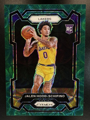 2023-24 Panini Prizm Jalen Hood-Schifino #145 Prizms Choice Green 2/8 RC Lakers