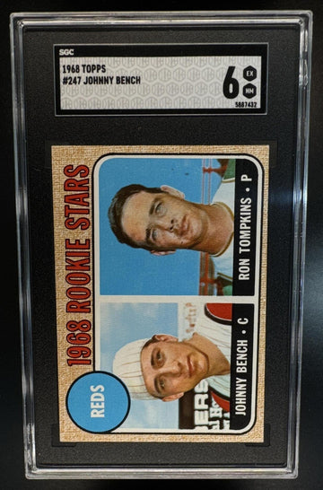 1968 Topps Reds Rookie Stars Johnny Bench Ron Tompkins Rookies #247 SGC 6