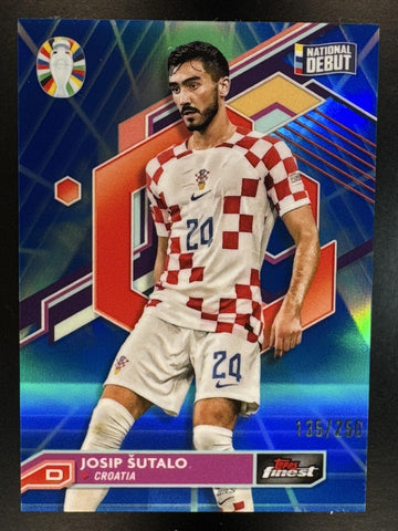 2023 Topps Finest Road to UEFA EURO 2024 Josip Sutalo #13 Blue Refractor /250 Croatia