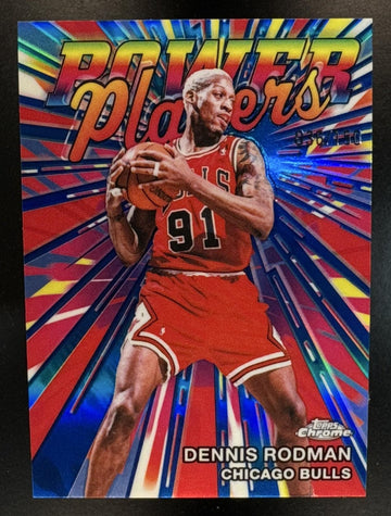 2025 Topps Chrome Update Dennis Rodman #PP-22 Power Players Blue Refractor /150 Bulls