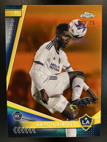 2024-25 Topps Chrome MLS Aaron Bibout #182 Orange Refractor 10/25 RC Galaxy
