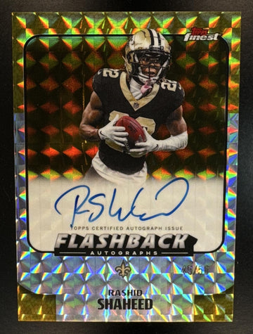 2025 Topps Finest Rashid Shaheed #FBA-RS Flashback Auto Gold Geometric Refractor /50 Saints