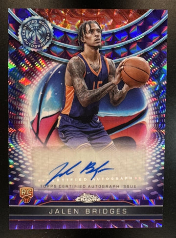 2024 Topps Chrome Jalen Bridges #TCRA-JB Auto Rookies Purple Geometric Refractor Suns