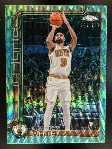 2025-26 Topps Chrome Update Derrick White #40 Aqua Wave Refractor /199 Celtics