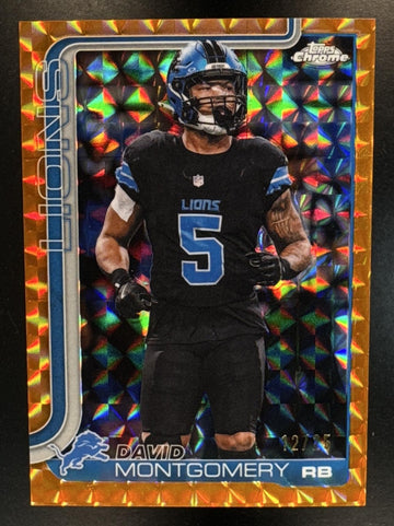 2025 Topps Chrome David Montgomery #103 Orange Geometric Refractor 12/25 Lions