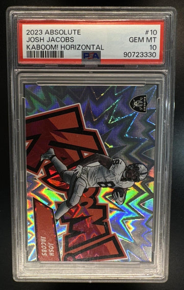 2023 Panini Absolute Josh Jacobs #10 Kaboom Horizontal SSP Raiders PSA 10